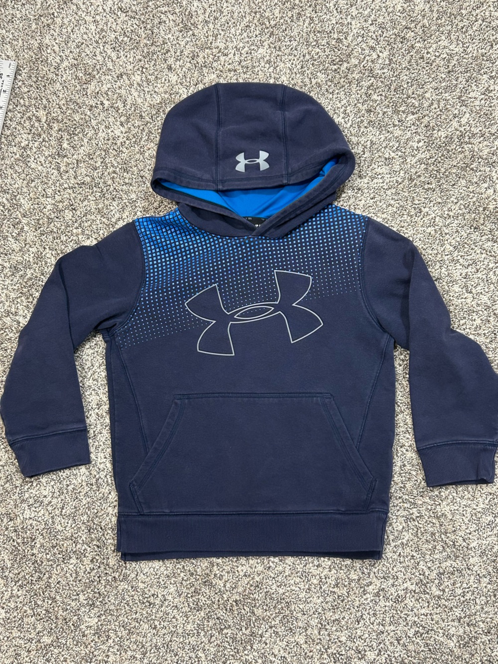 Kids Under Armour Navy Hoodie with Blue Lining & Logo Youth S